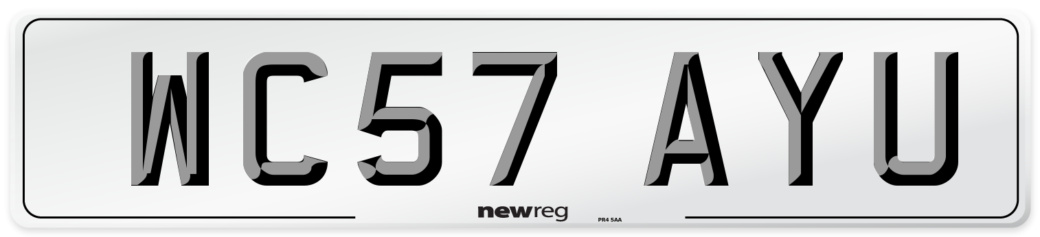 WC57 AYU Number Plate from New Reg